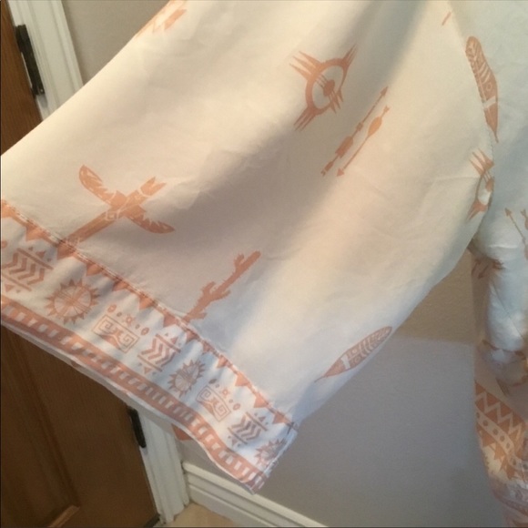 Harlow lightweight Aztec/southwest kimono tan and orange - Picture 5 of 7